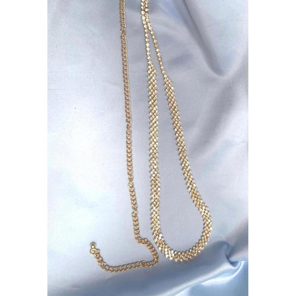 Gold Tone Thin Clear Rhinestone Belt